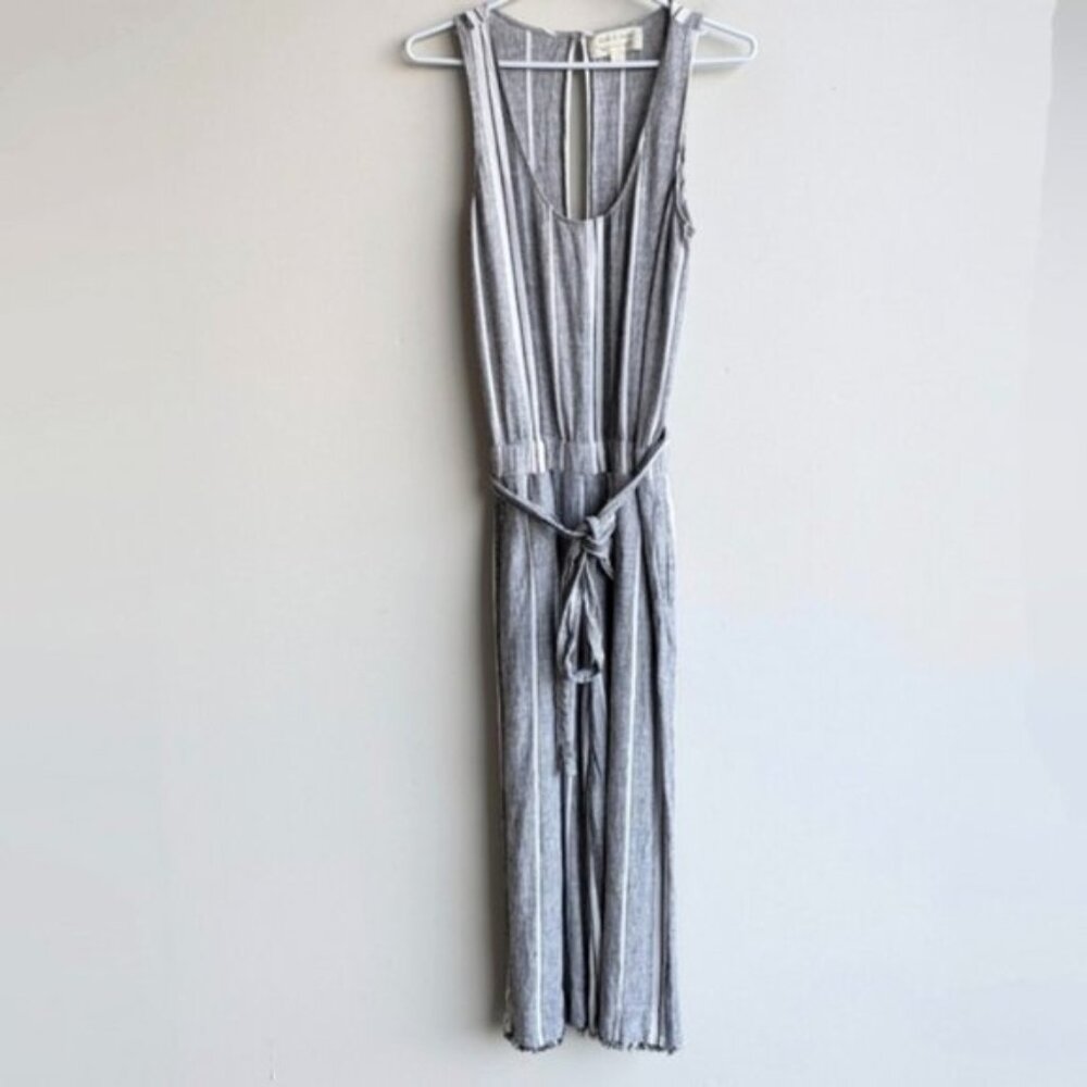 Anthropologie linen blend Cloth & Stone striped sleeveless jumpsuit